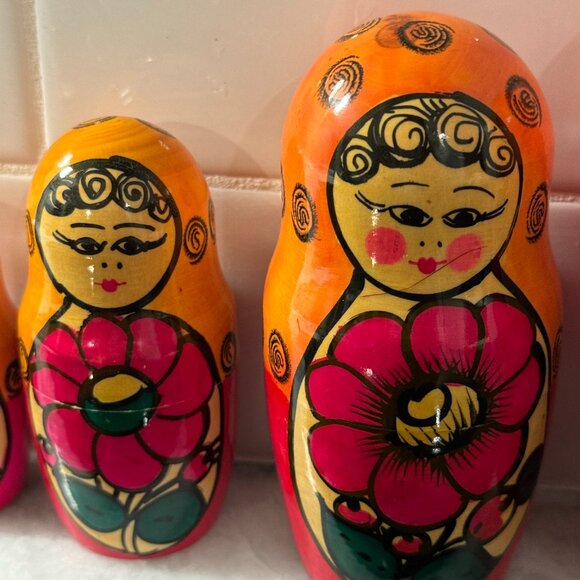 Vintage Russian Nesting Dolls 1990s Set 8 Hand-Painted Matryoshka Stacking rare - Picture 14 of 16